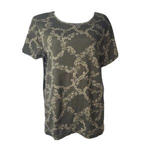 CROFT & BARROW The Classic Tee Green Floral Short Sleeve Top Womens Size XXL